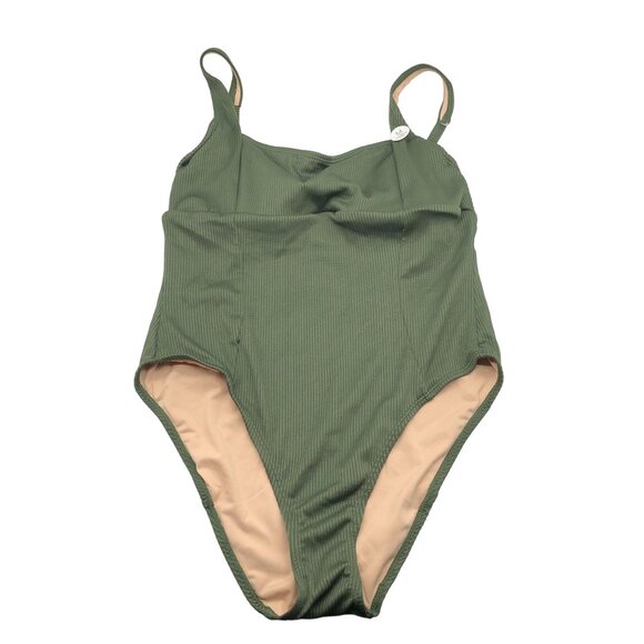 Cotton On Body Womens Green Ribbed One-Piece Swimsuit M - Picture 1 of 5